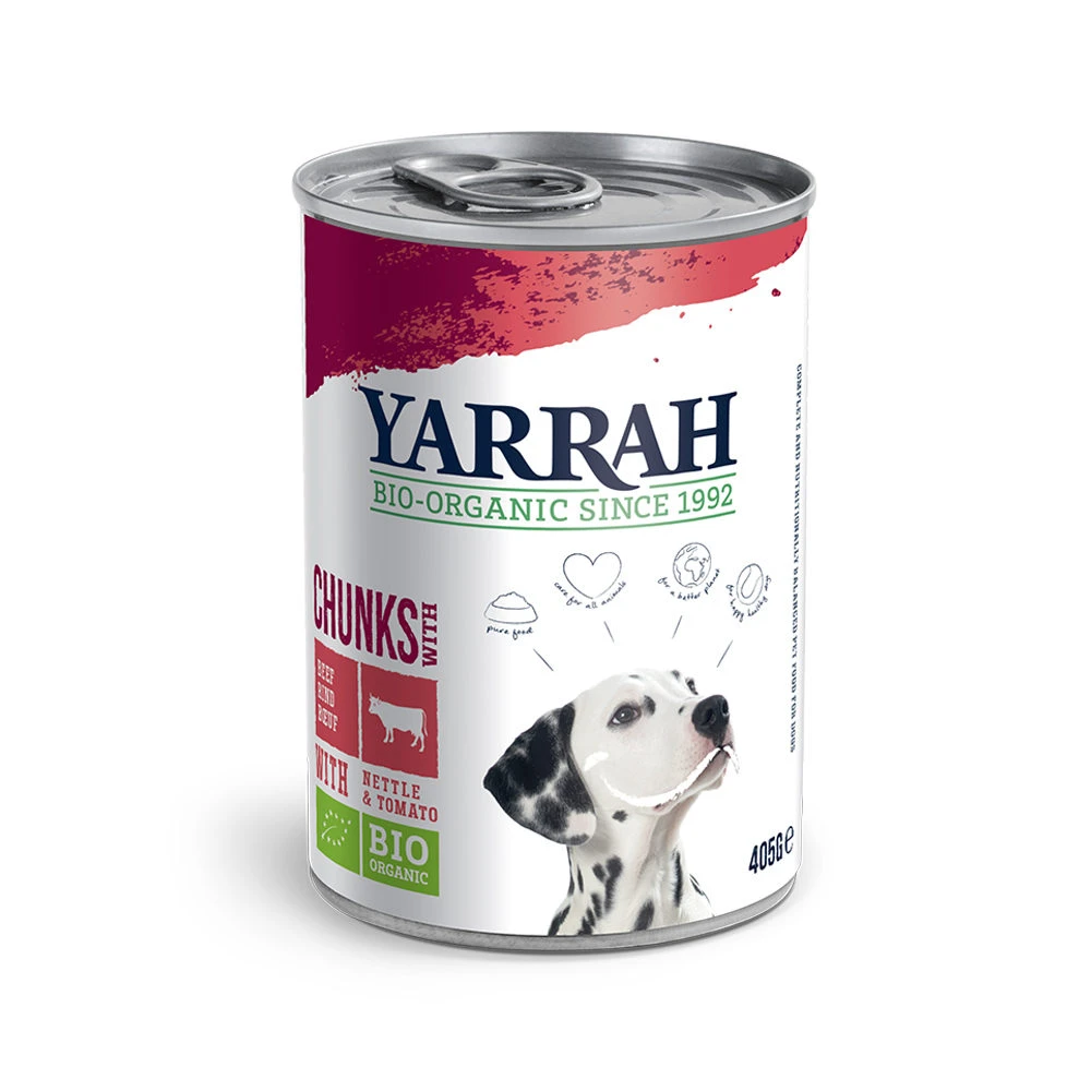 Yarrah - Natvoer Hond Blik Chunks Met Rund Bio 3 Yarrah - Natvoer Hond Blik Chunks Met Rund Bio