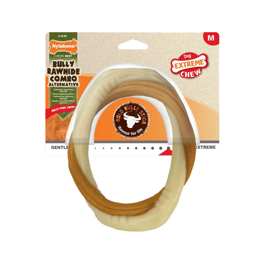 Nylabone Extreme Chew Bully Rawhide Combo Ring 4 Nylabone Extreme Chew Bully Rawhide Combo Ring - Afbeelding 2